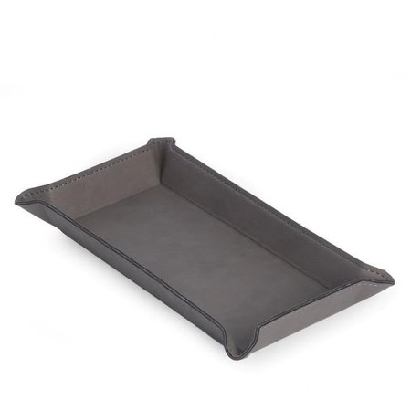 BEY BERK INTERNATIONAL Bey-Berk International UC101G Leatherette Rectangular Valet Tray; Grey UC101G